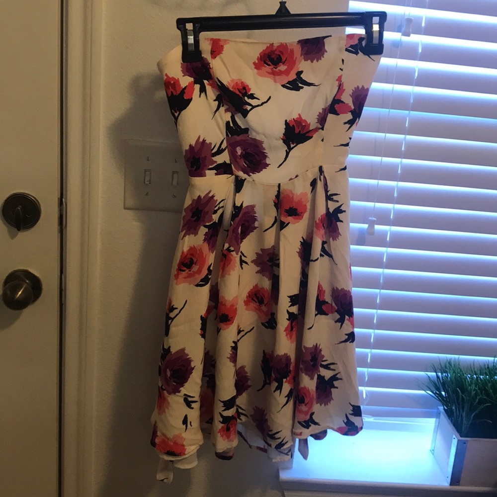 Strapless Floral Dress